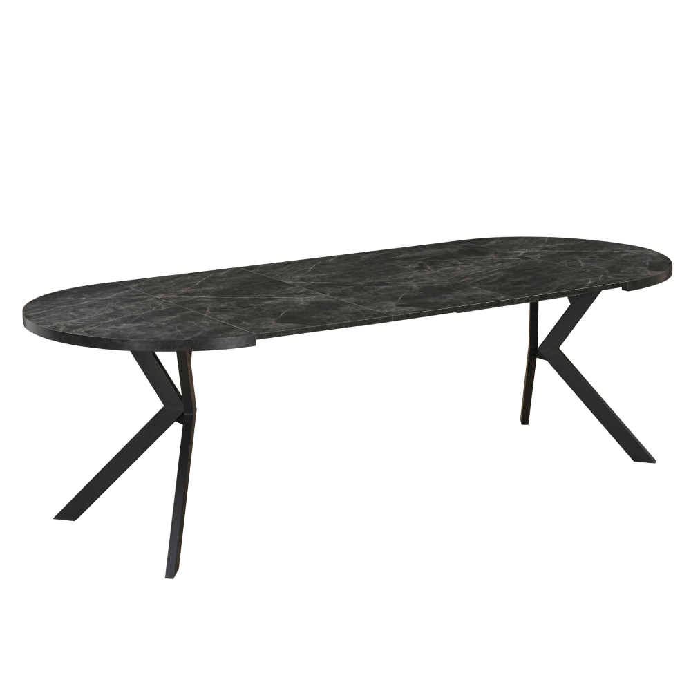 Masa de sufragerie extensibila, beton inchis/negru, 100-250x75,5 cm, LUKOS — imaginea 8
