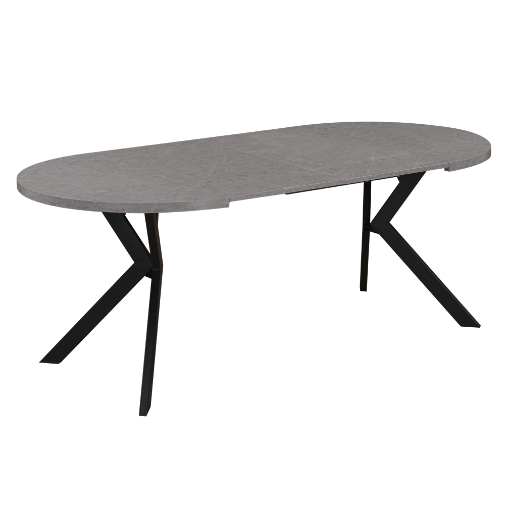 Masa de sufragerie extensibila, beton deschis/negru, 100-250x75,5 cm, LUKOS — imaginea 9