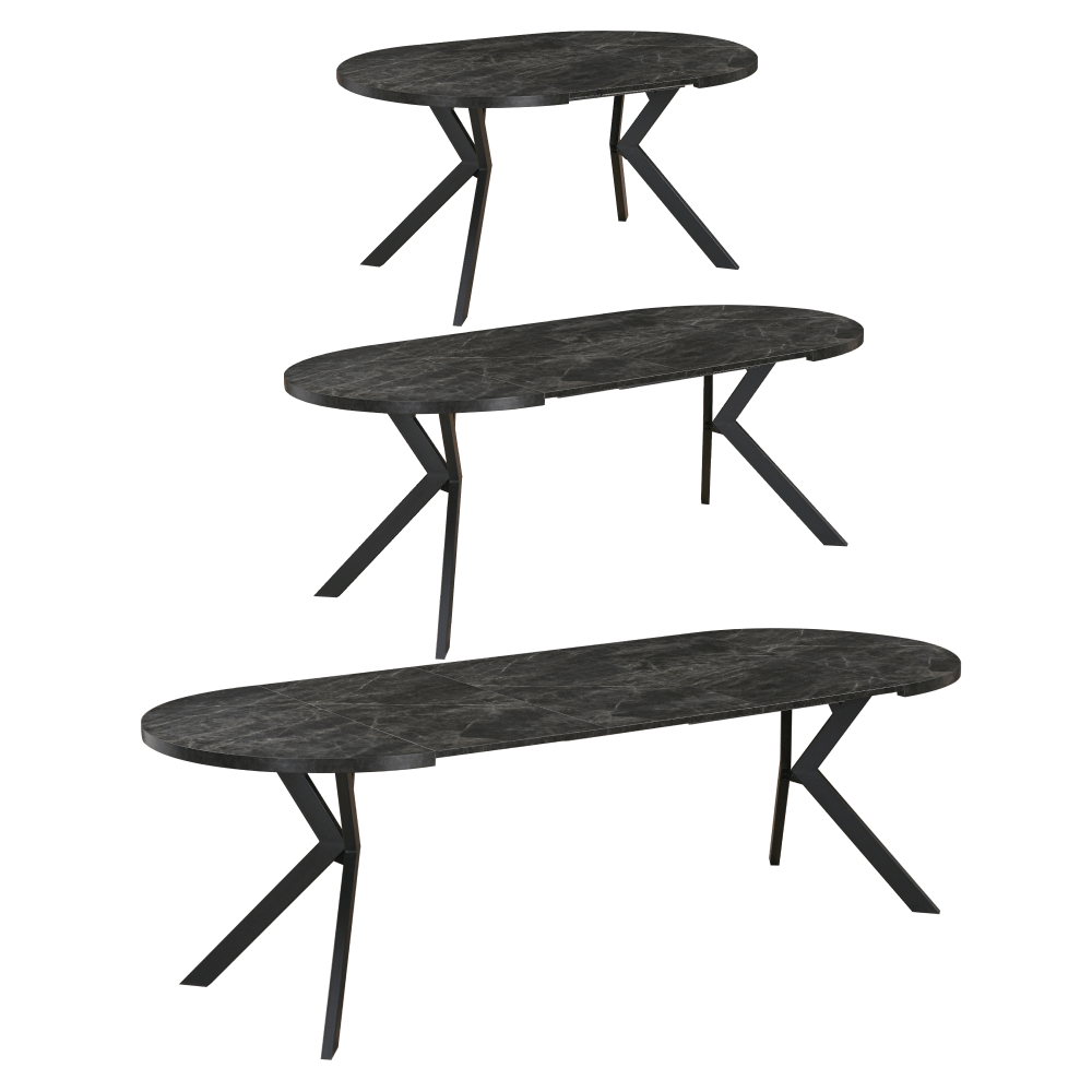Masa de sufragerie extensibila, beton inchis/negru, 100-250x75,5 cm, LUKOS — imaginea 9