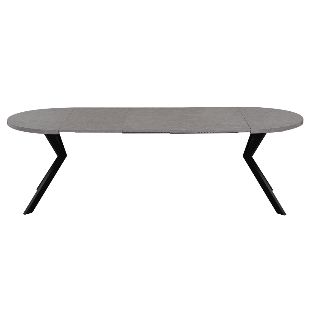 Masa de sufragerie extensibila, beton deschis/negru, 100-250x75,5 cm, LUKOS — imaginea 10