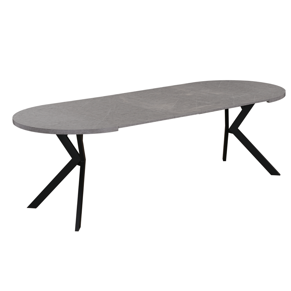 Masa de sufragerie extensibila, beton deschis/negru, 100-250x75,5 cm, LUKOS — imaginea 11