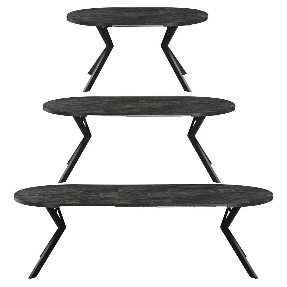 Masa de sufragerie extensibila, beton inchis/negru, 100-250x75,5 cm, LUKOS — imaginea 10