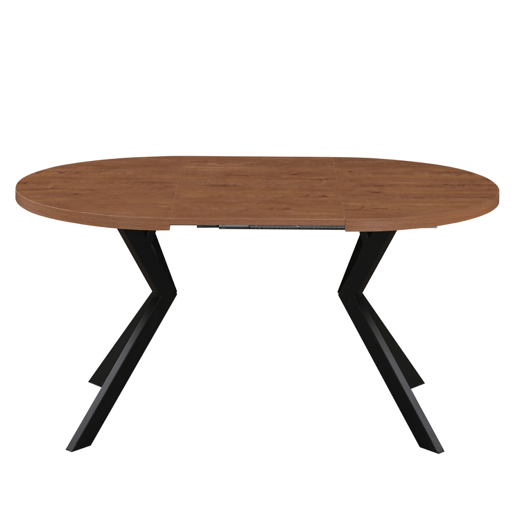 Masa de sufragerie extensibila, stejar inchis/negru, 100-250x75,5 cm, LUKOS — imaginea 2