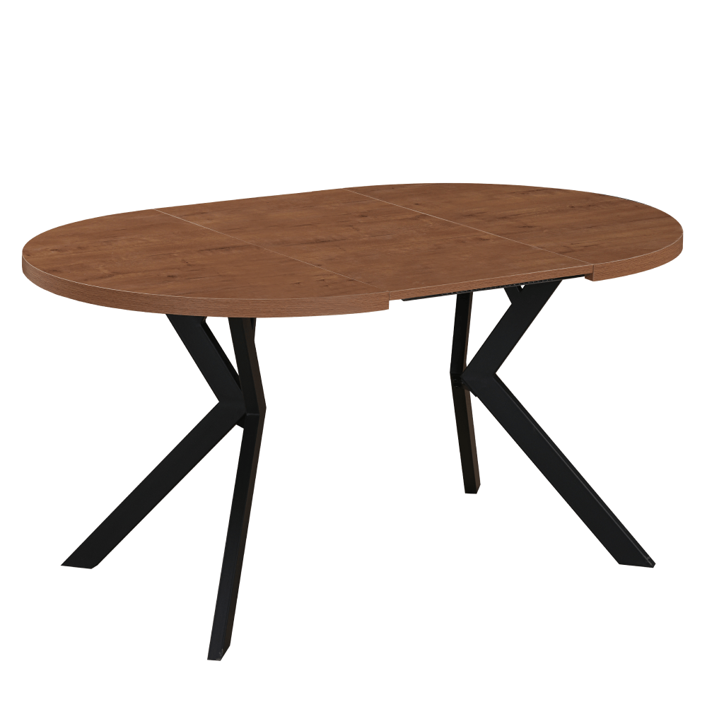 Masa de sufragerie extensibila, stejar inchis/negru, 100-250x75,5 cm, LUKOS — imaginea 3