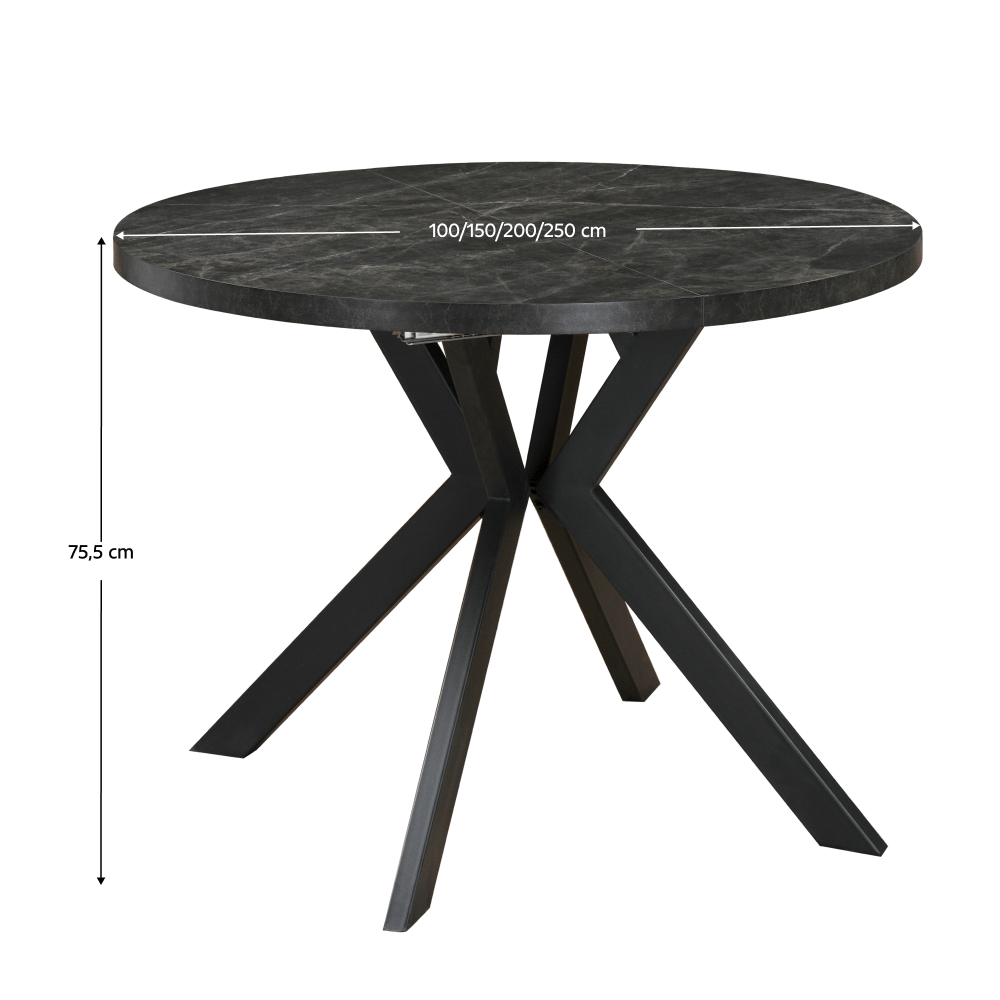 Masa de sufragerie extensibila, beton inchis/negru, 100-250x75,5 cm, LUKOS — imaginea 12