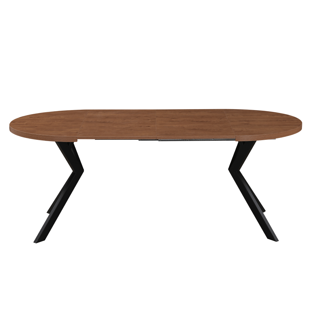 Masa de sufragerie extensibila, stejar inchis/negru, 100-250x75,5 cm, LUKOS — imaginea 5