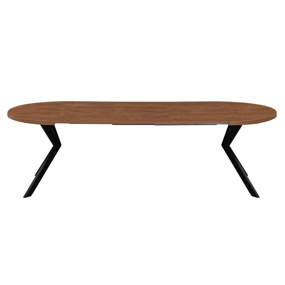 Masa de sufragerie extensibila, stejar inchis/negru, 100-250x75,5 cm, LUKOS — imaginea 6
