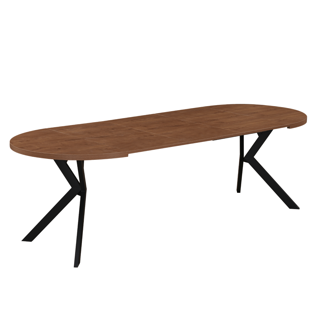 Masa de sufragerie extensibila, stejar inchis/negru, 100-250x75,5 cm, LUKOS — imaginea 7