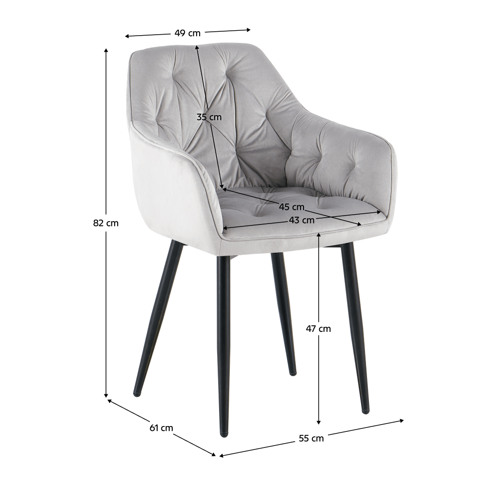 Scaun de design, tesatura Velvet gri deschis, FEDRIS 2 NEW — imaginea 3