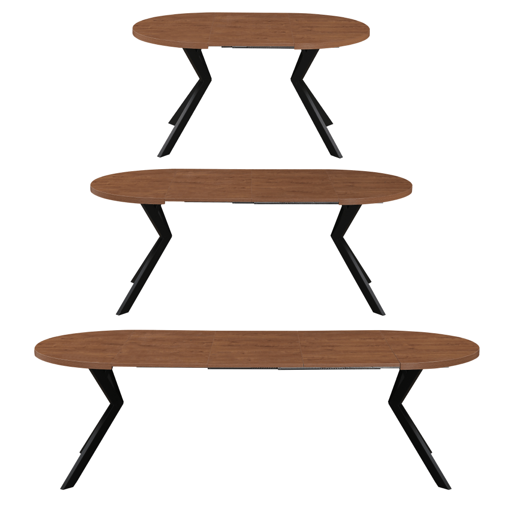 Masa de sufragerie extensibila, stejar inchis/negru, 100-250x75,5 cm, LUKOS — imaginea 8