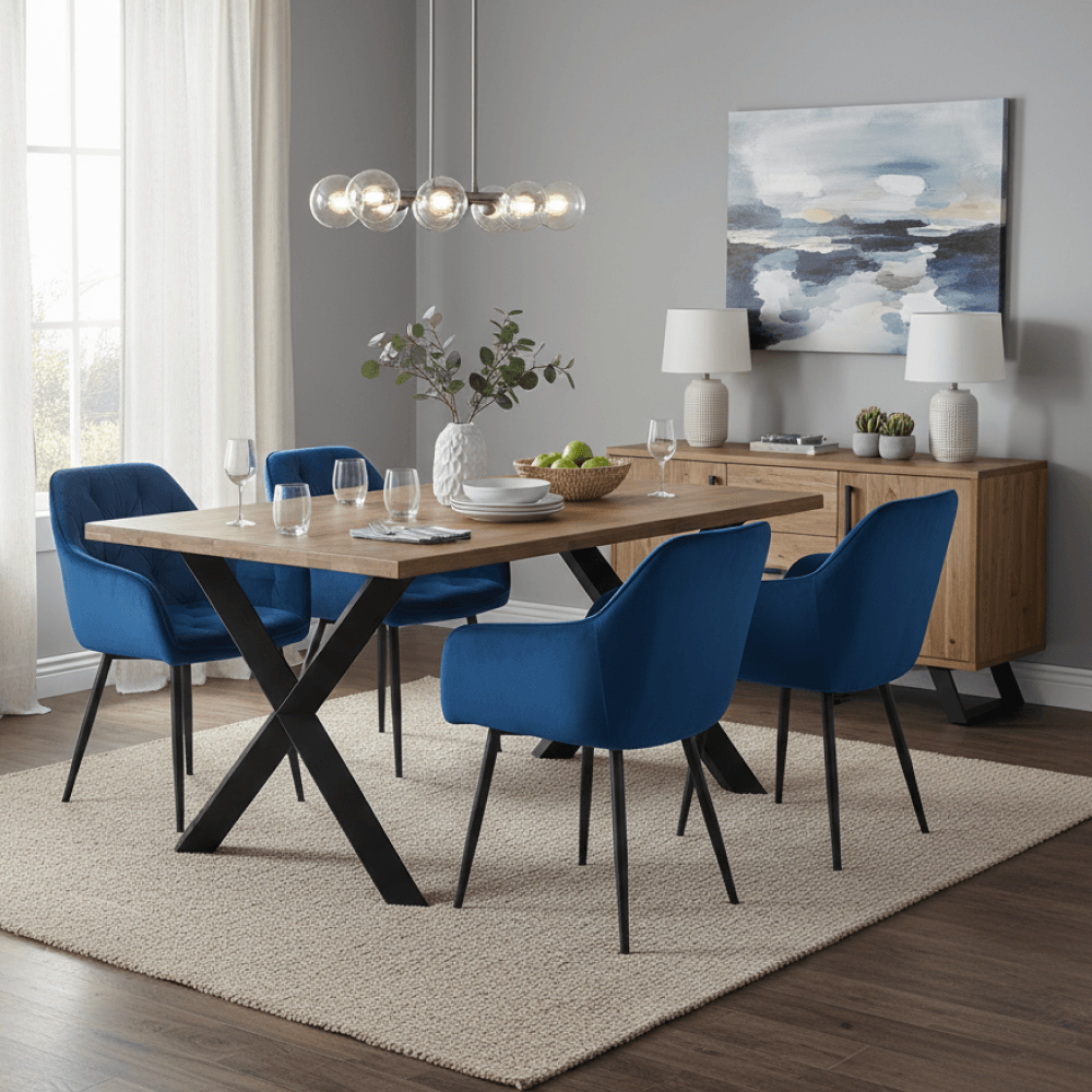 Scaun de design, tesatura Velvet albastru, FEDRIS 2 NEW — imaginea 2