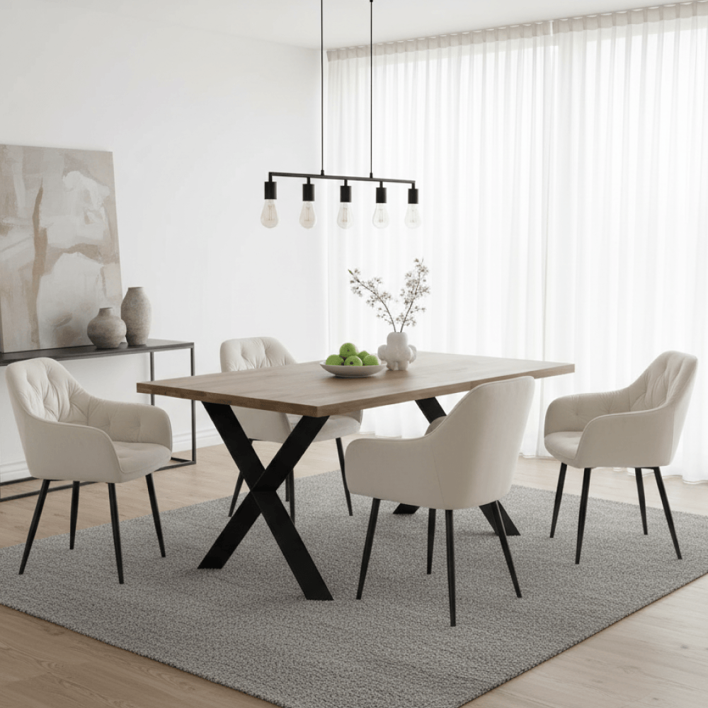 Scaun de design, tesatura Velvet bej, FEDRIS 2 NEW — imaginea 2