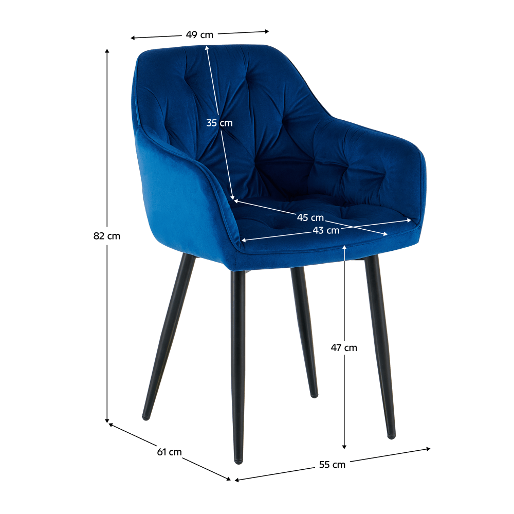 Scaun de design, tesatura Velvet albastru, FEDRIS 2 NEW — imaginea 3