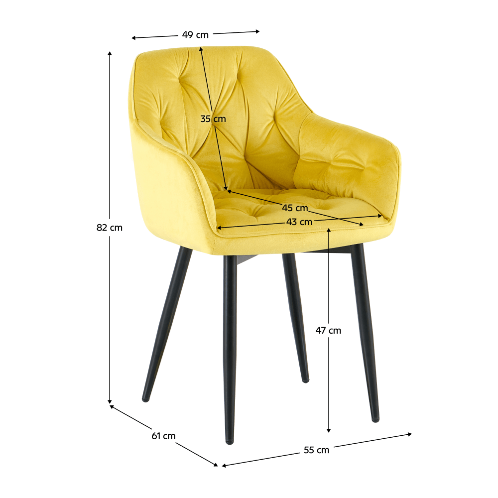Scaun de design, tesatura Velvet galben, FEDRIS 2 NEW — imaginea 3