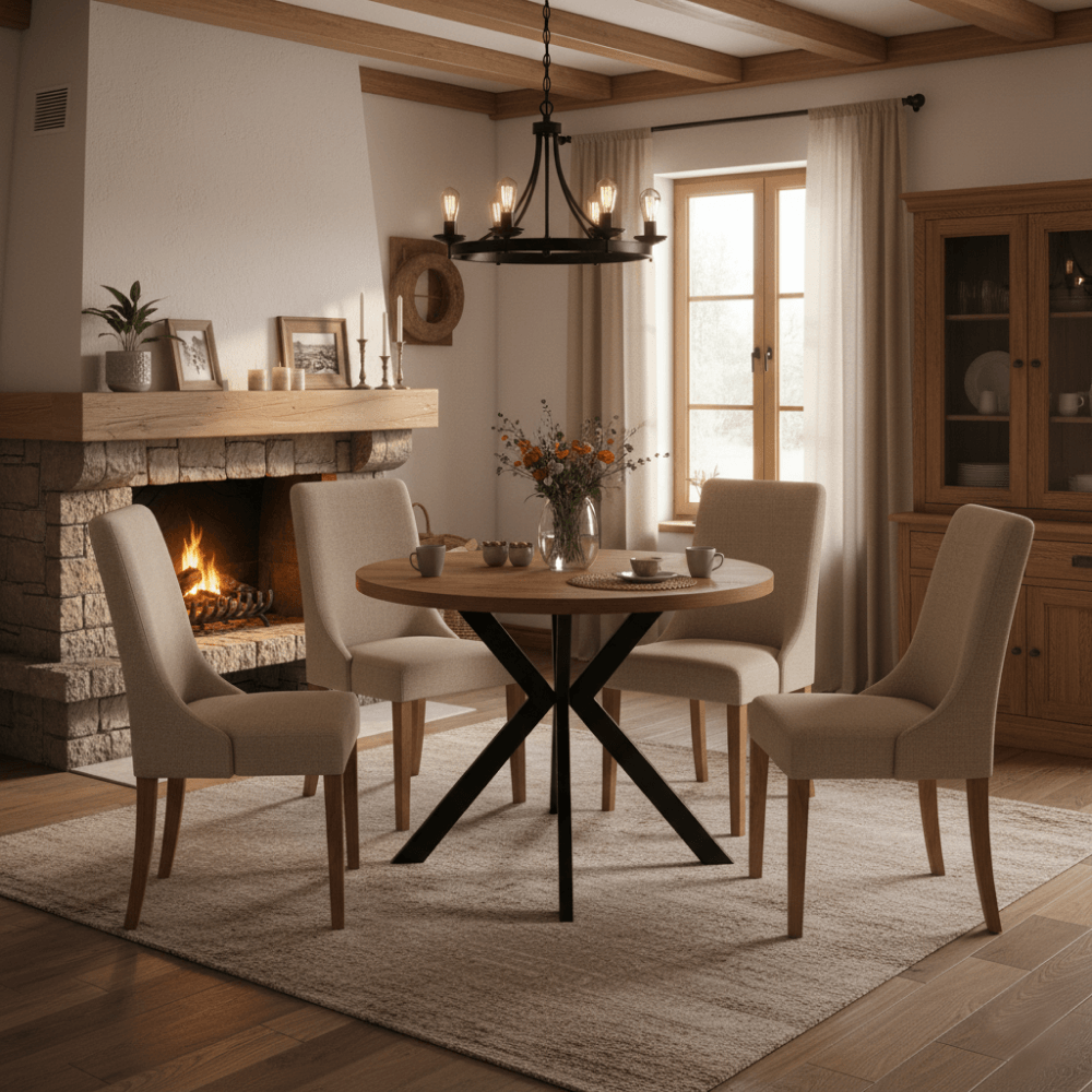 Masa de sufragerie extensibila, stejar inchis/negru, 100-250x75,5 cm, LUKOS — imaginea 11