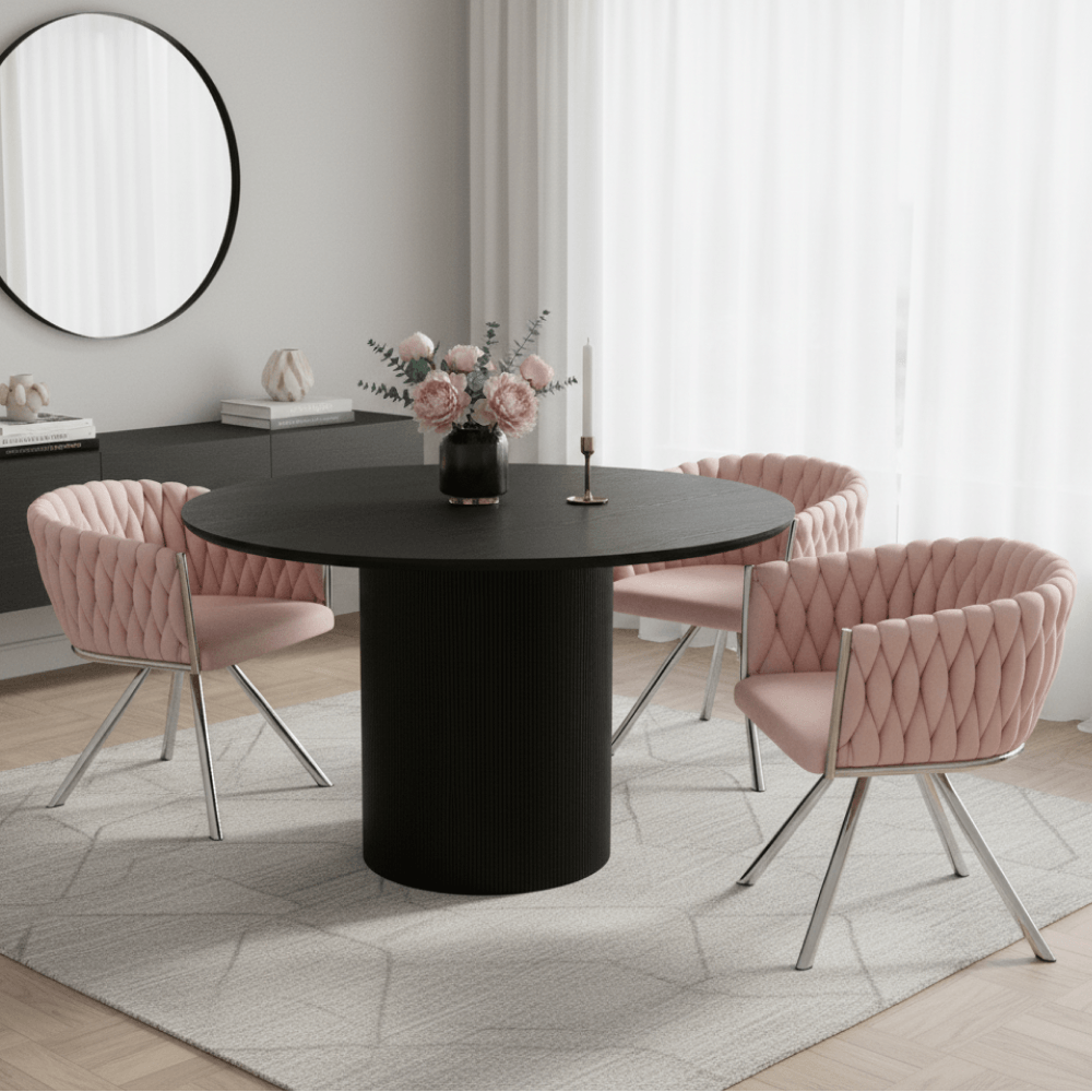 Fotoliu pivotant de sufragerie, tesatura Velvet roz-pudrat/crom, HELIN — imaginea 2