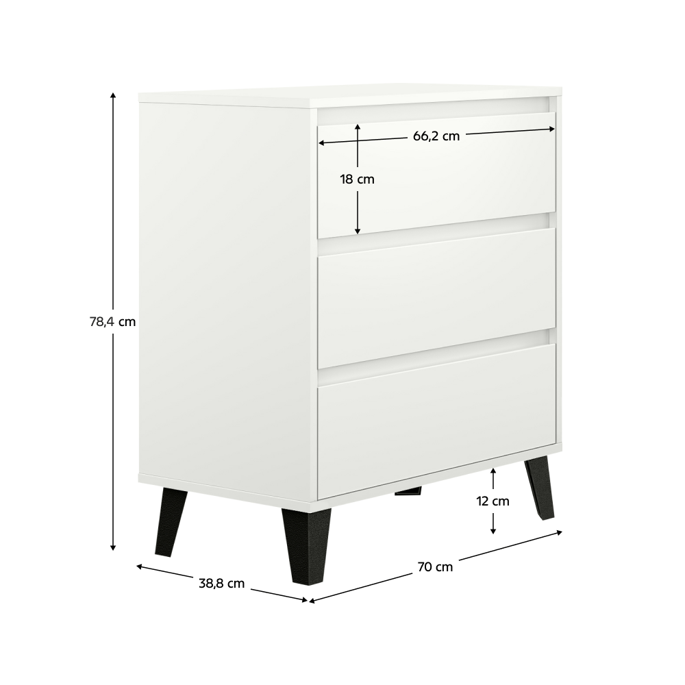 Comoda, alba, BOGAN NEW 3S70 — imaginea 7