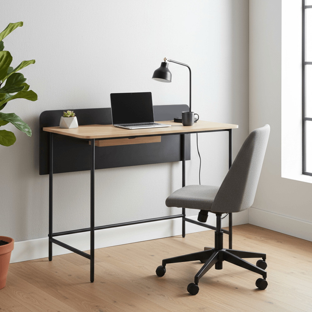 Masa PC, stejar/negru, KOMPUS — imaginea 9