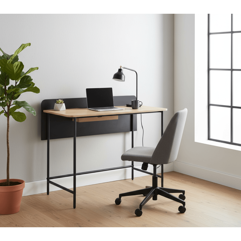 Masa PC, stejar/negru, KOMPUS — imaginea 10