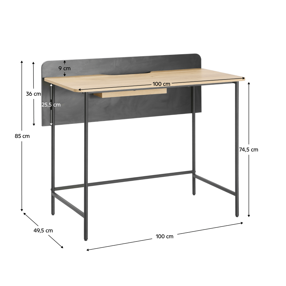 Masa PC, stejar/negru, KOMPUS — imaginea 11