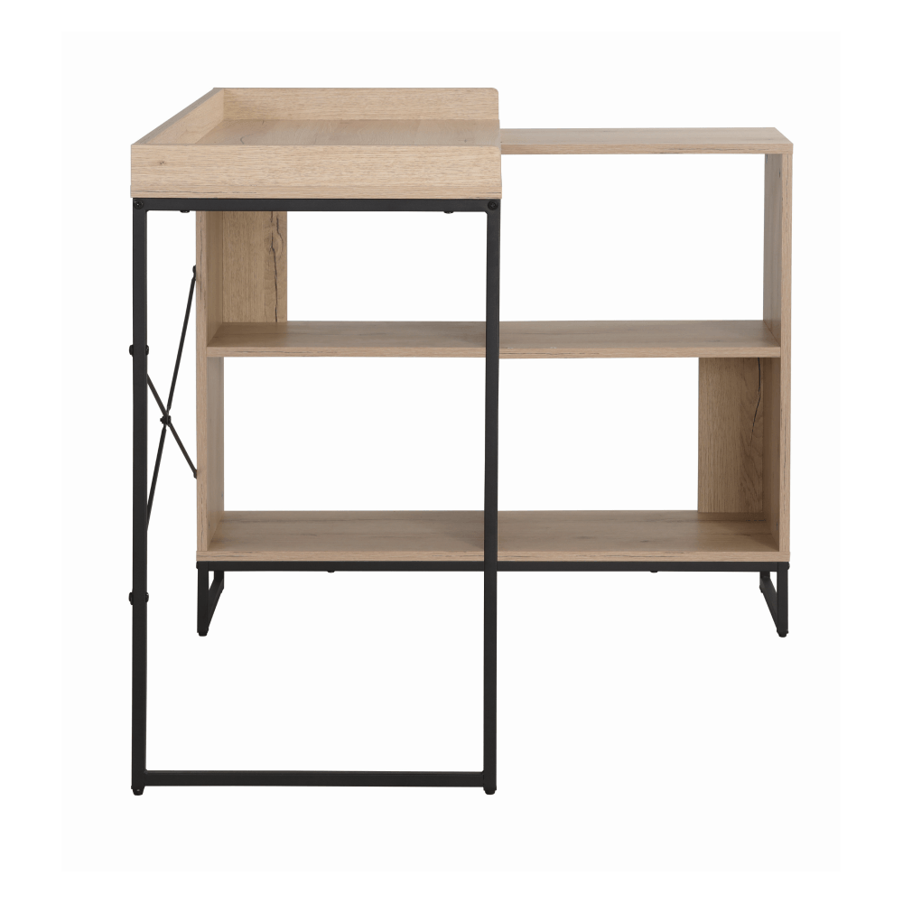 Masa PC de colt, stejar/negru, ULOSTOL — imaginea 7