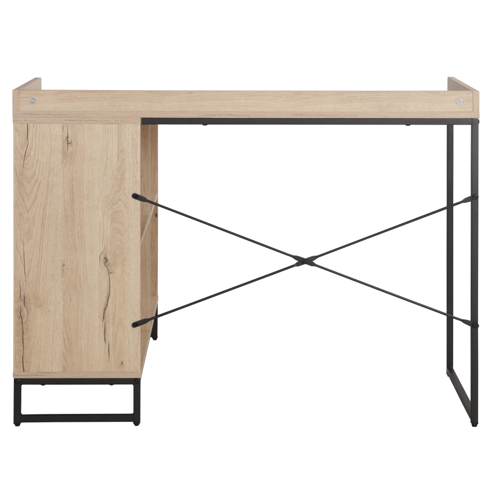Masa PC de colt, stejar/negru, ULOSTOL — imaginea 9
