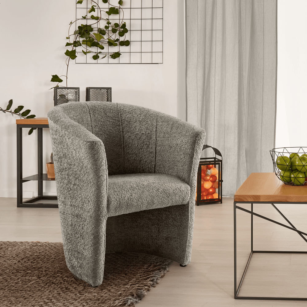 Fotoliu de club, material textil gri-bej Taupe Coral, CUBA — imaginea 13