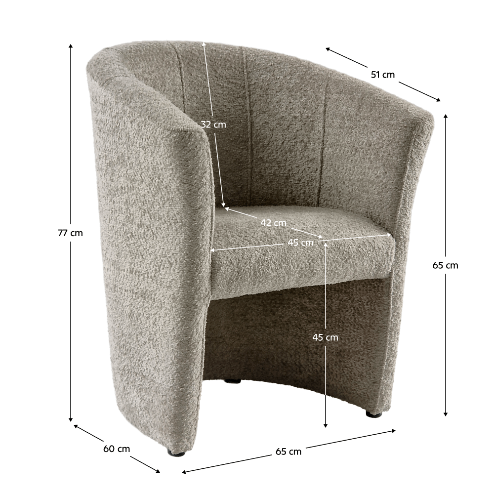 Fotoliu de club, material textil gri-bej Taupe Coral, CUBA — imaginea 14