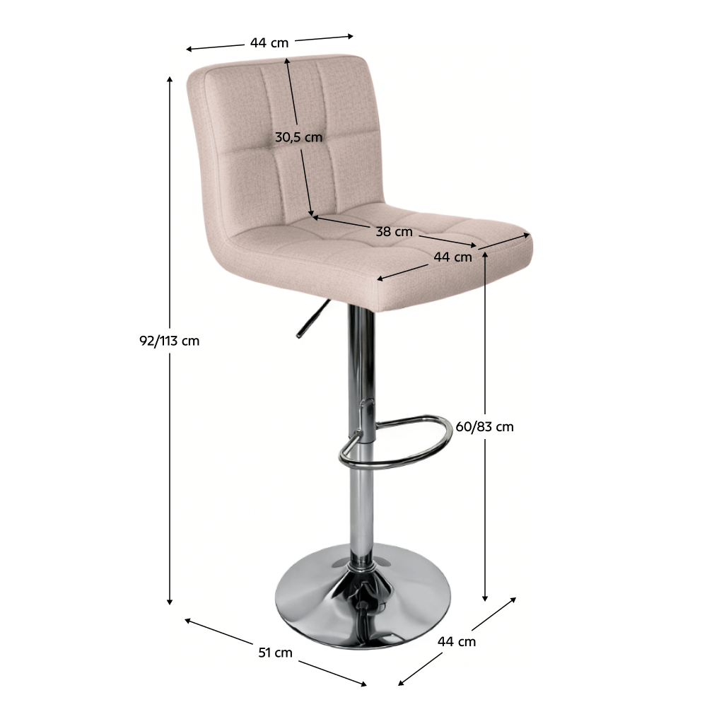 Scaun bar, gri maro taupe tesatura/crom, KANDY 2 NEW — imaginea 2