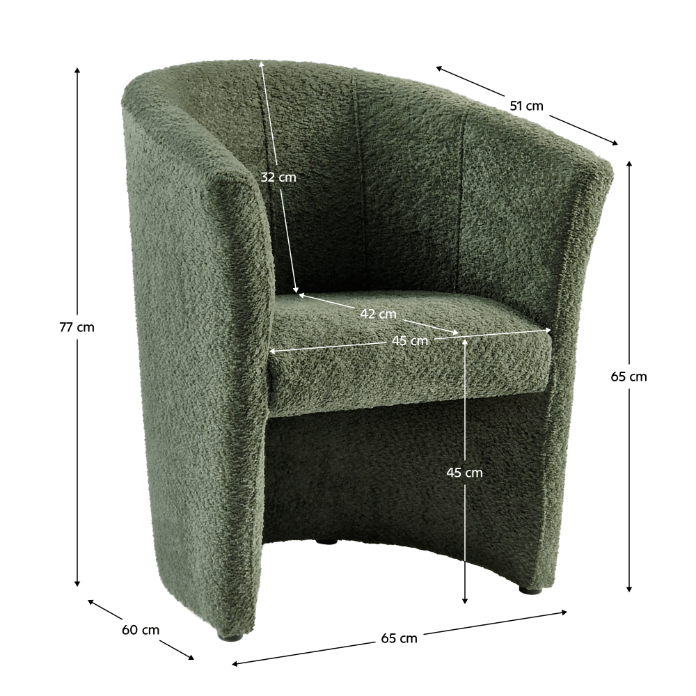 Fotoliu de club, material textil verde Coral, CUBA — imaginea 15