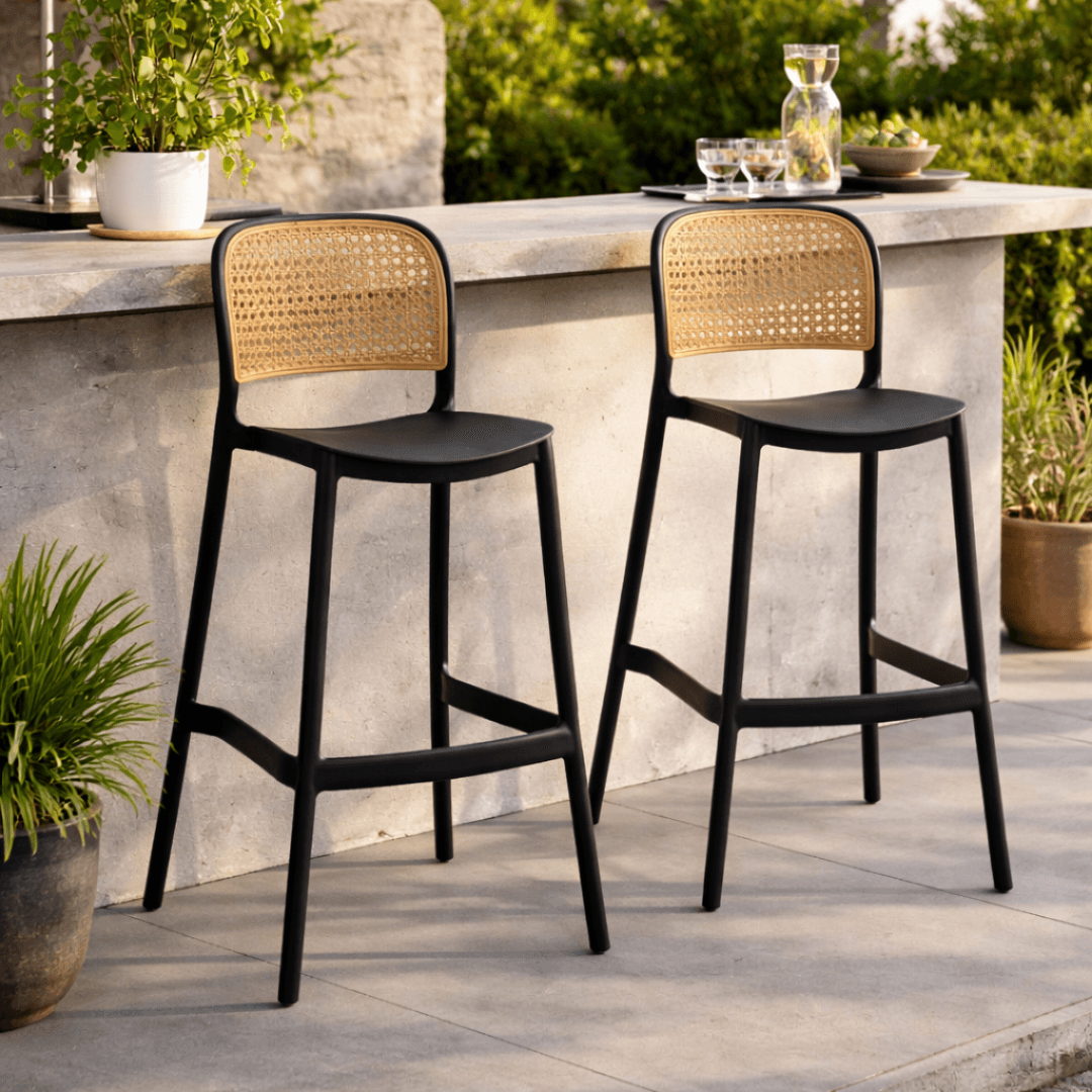 Scaun de bar, stivuibil, negru/bej, RAVID NEW TYP 3 — imaginea 2