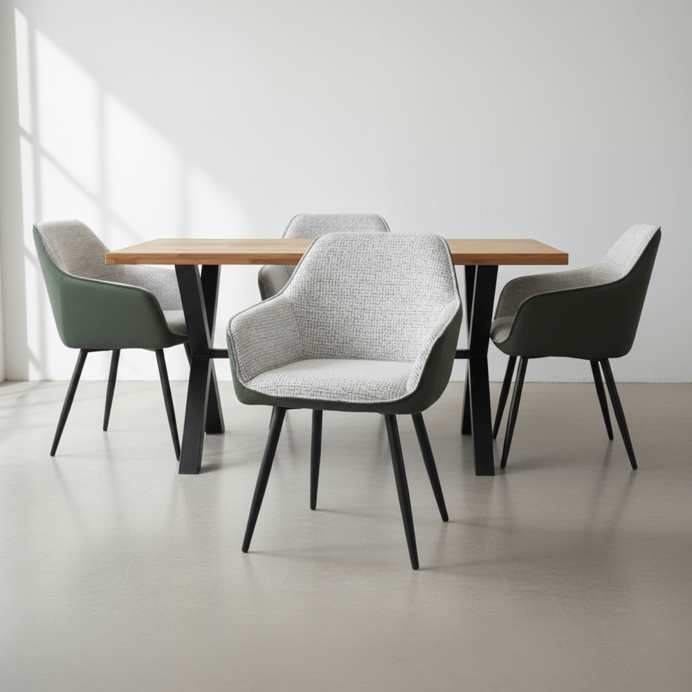 Fotoliu de design, verde/melir gri deschis/negru, KATRIEL — imaginea 6