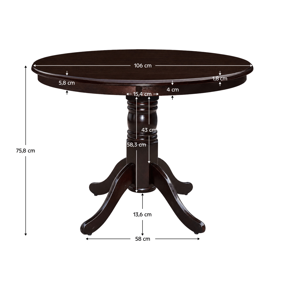 Masa de sufragerie, rotunda, castanie, diametru 106 cm, TABLOS NEW — imaginea 2