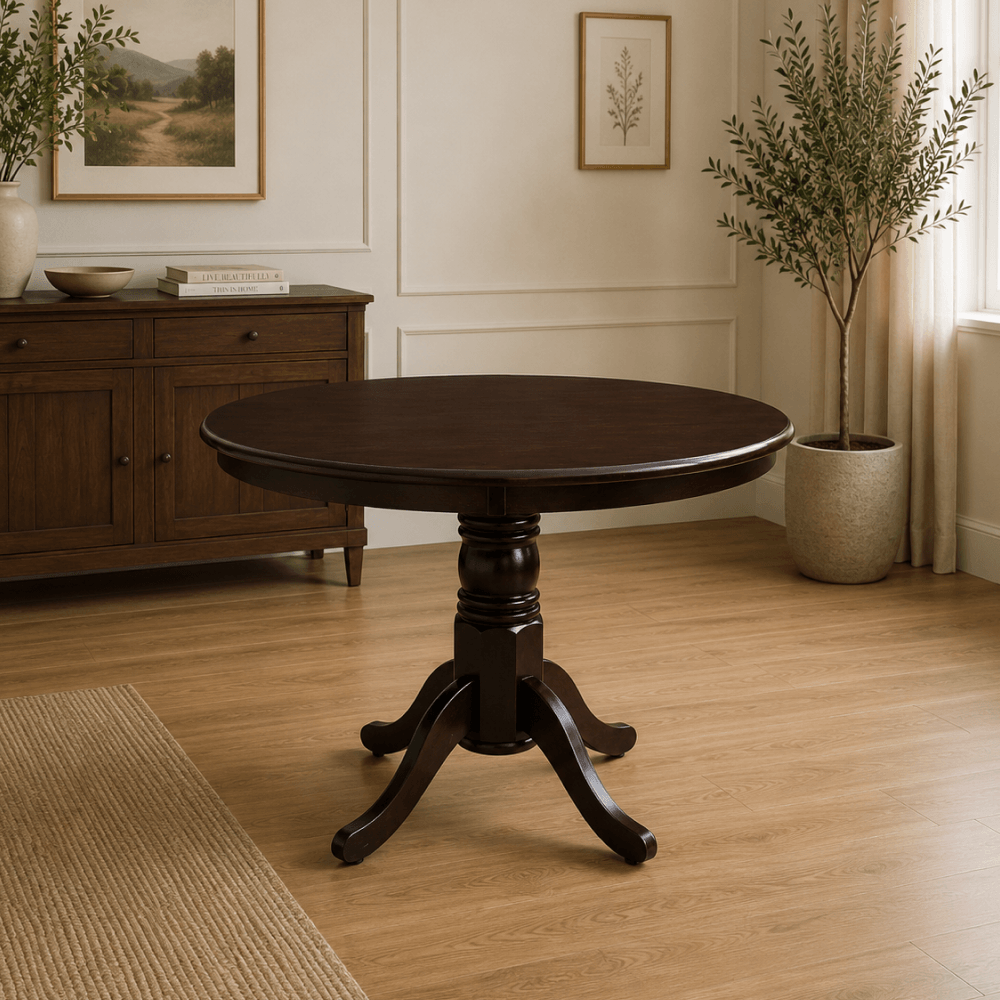 Masa de sufragerie, rotunda, castanie, diametru 106 cm, TABLOS NEW — imaginea 3