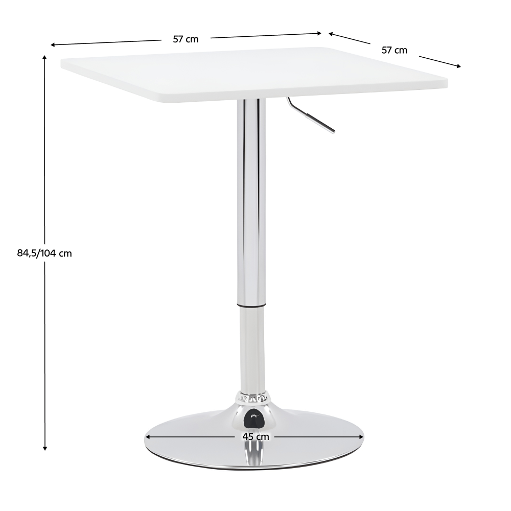 Masa de bar cu inaltime reglabila, alb, 57x57x84,5-104 cm, FLORIAN 3 NEW — imaginea 2