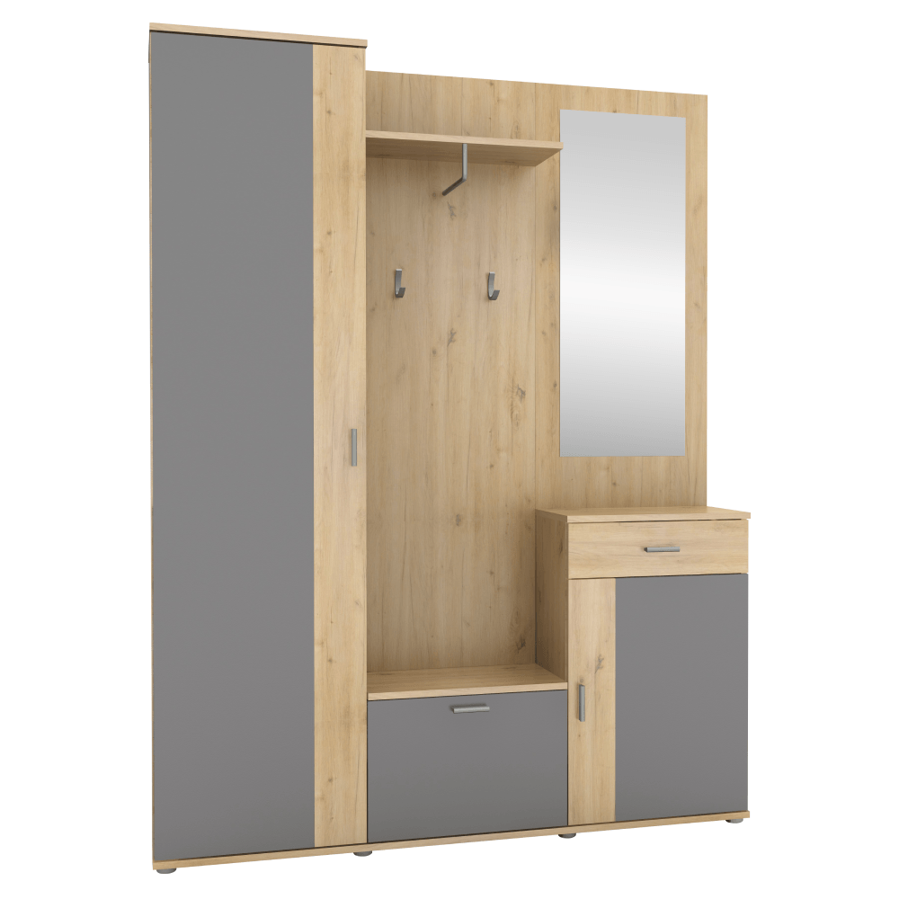 Ansamblu hol, stejar artisan/grafit, AMALIA