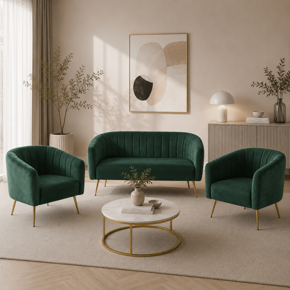 Fotoliu de design, tesatura Velvet verde inchis/gold crom-auriu, BAGY — imaginea 2