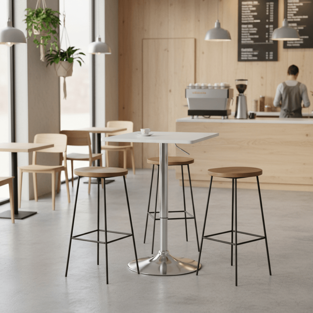 Masa de bar cu inaltime reglabila, alb, 57x57x84,5-104 cm, FLORIAN 3 NEW — imaginea 6