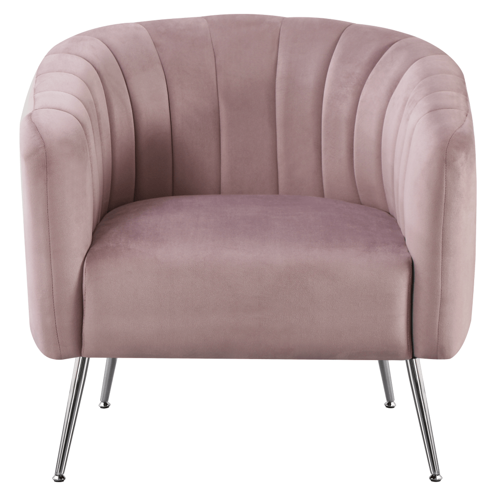 Fotoliu de design, tesatura Velvet roz/crom-argintiu, BAGY — imaginea 4