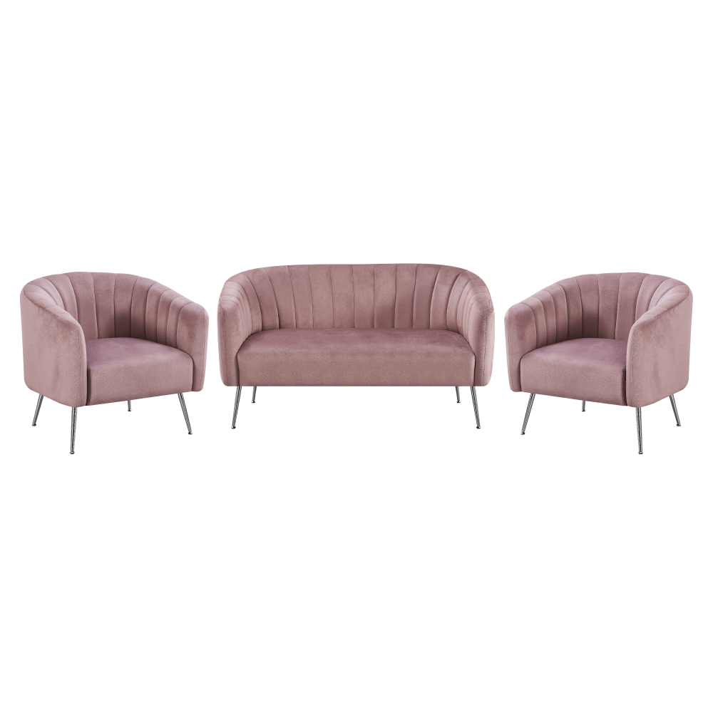 Fotoliu de design, tesatura Velvet roz/crom-argintiu, BAGY — imaginea 5
