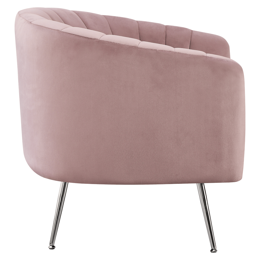 Fotoliu de design, tesatura Velvet roz/crom-argintiu, BAGY — imaginea 6