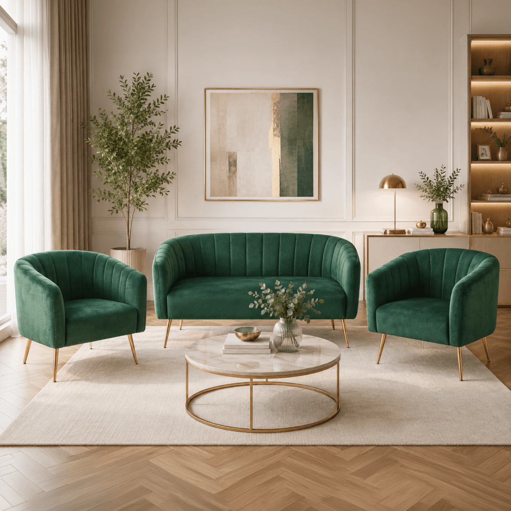 Fotoliu de design, tesatura Velvet verde inchis/gold crom-auriu, BAGY — imaginea 8
