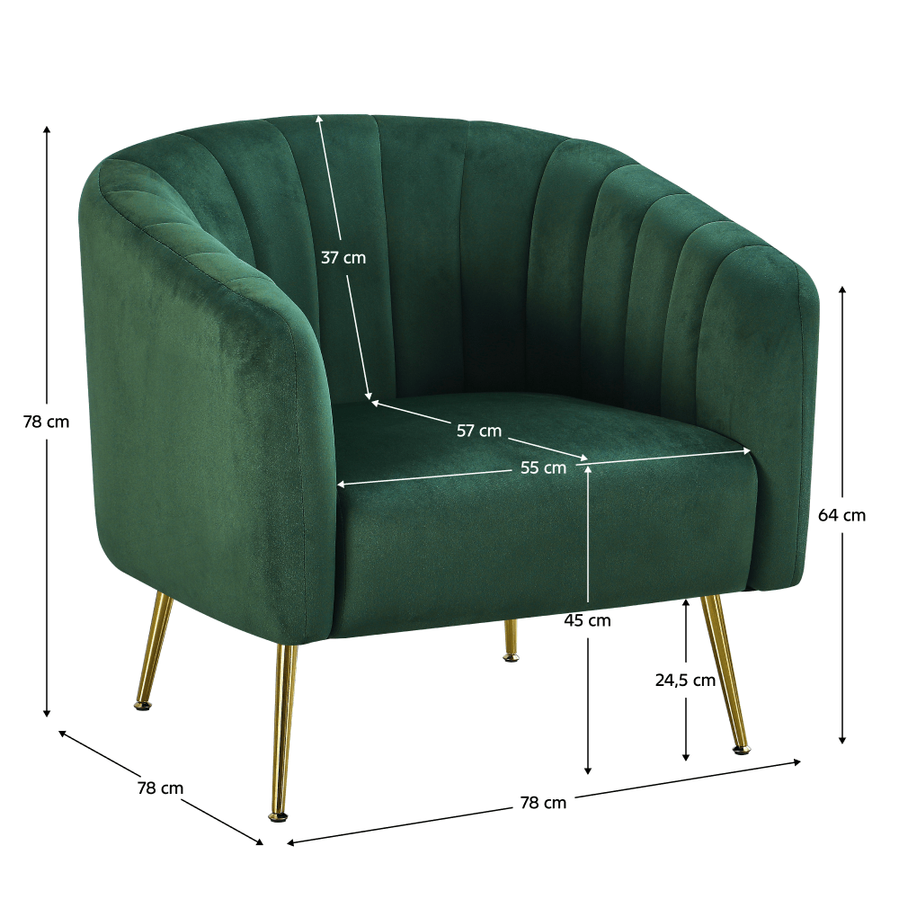 Fotoliu de design, tesatura Velvet verde inchis/gold crom-auriu, BAGY — imaginea 9