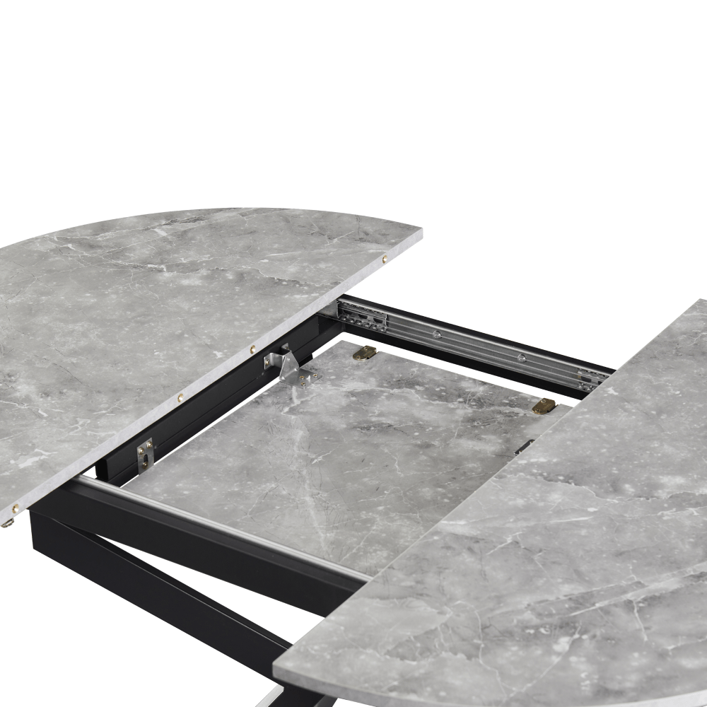 Masa dining extensibila, beton/neagra, 120x120-160x75 cm, ABERO TIP 2 — imaginea 8