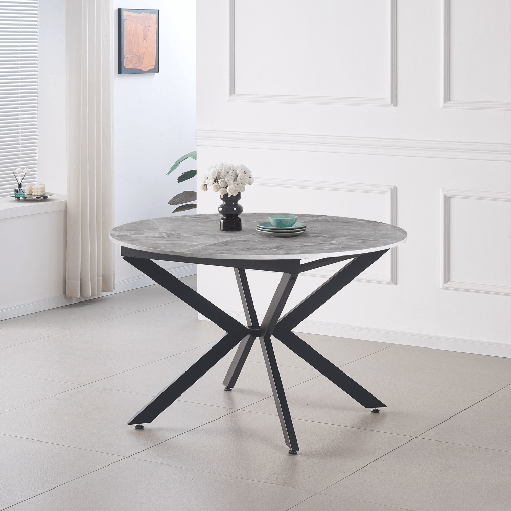 Masa dining extensibila, beton/neagra, 120x120-160x75 cm, ABERO TIP 2 — imaginea 9