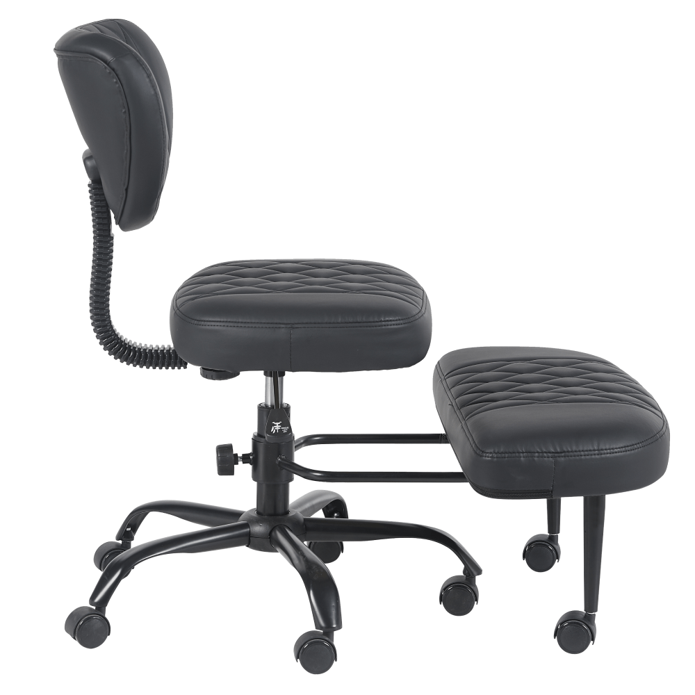Scaun de ingenuncheat ergonomic, piele ecologica negru/negru, SAMER — imaginea 4