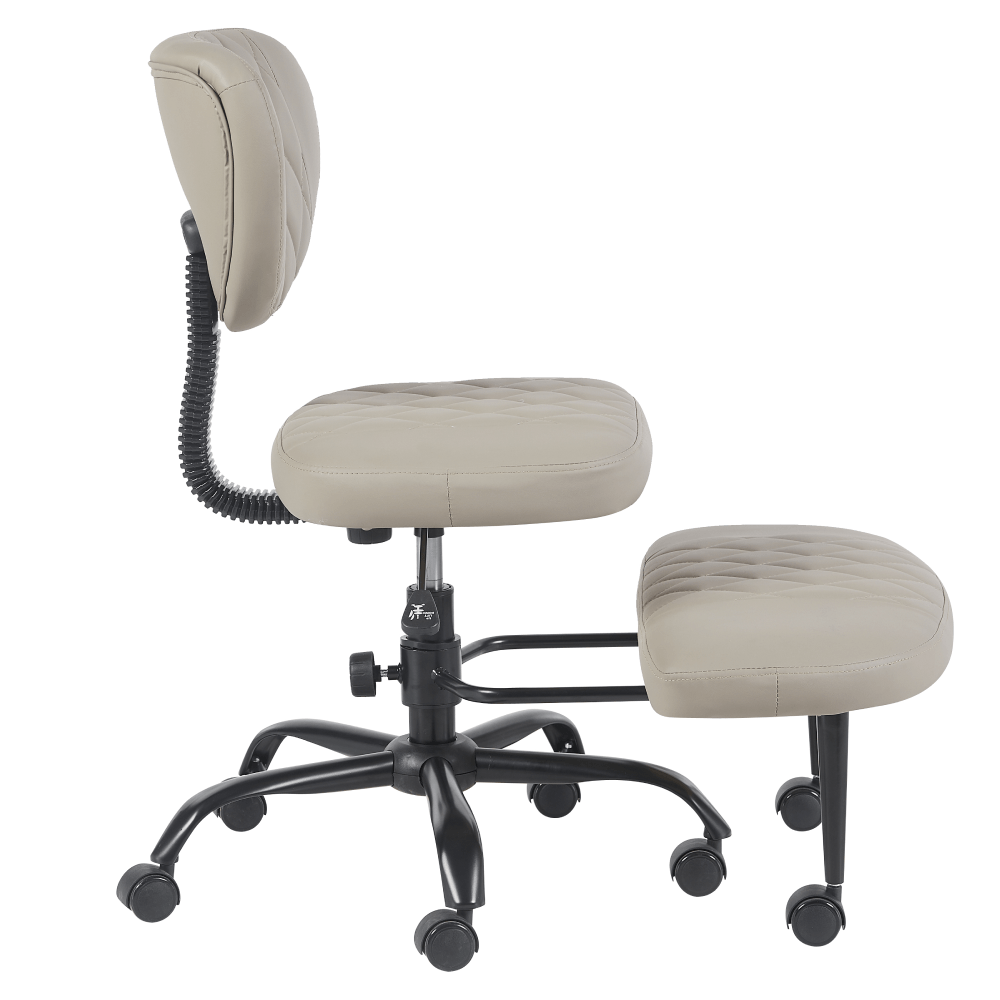 Scaun de ingenuncheat ergonomic, gri-maro Taupe piele ecologica/negru, SAMER — imaginea 4