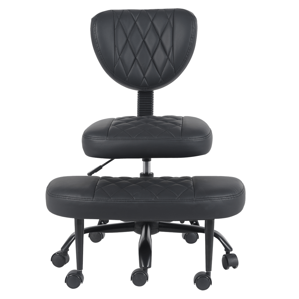 Scaun de ingenuncheat ergonomic, piele ecologica negru/negru, SAMER — imaginea 5