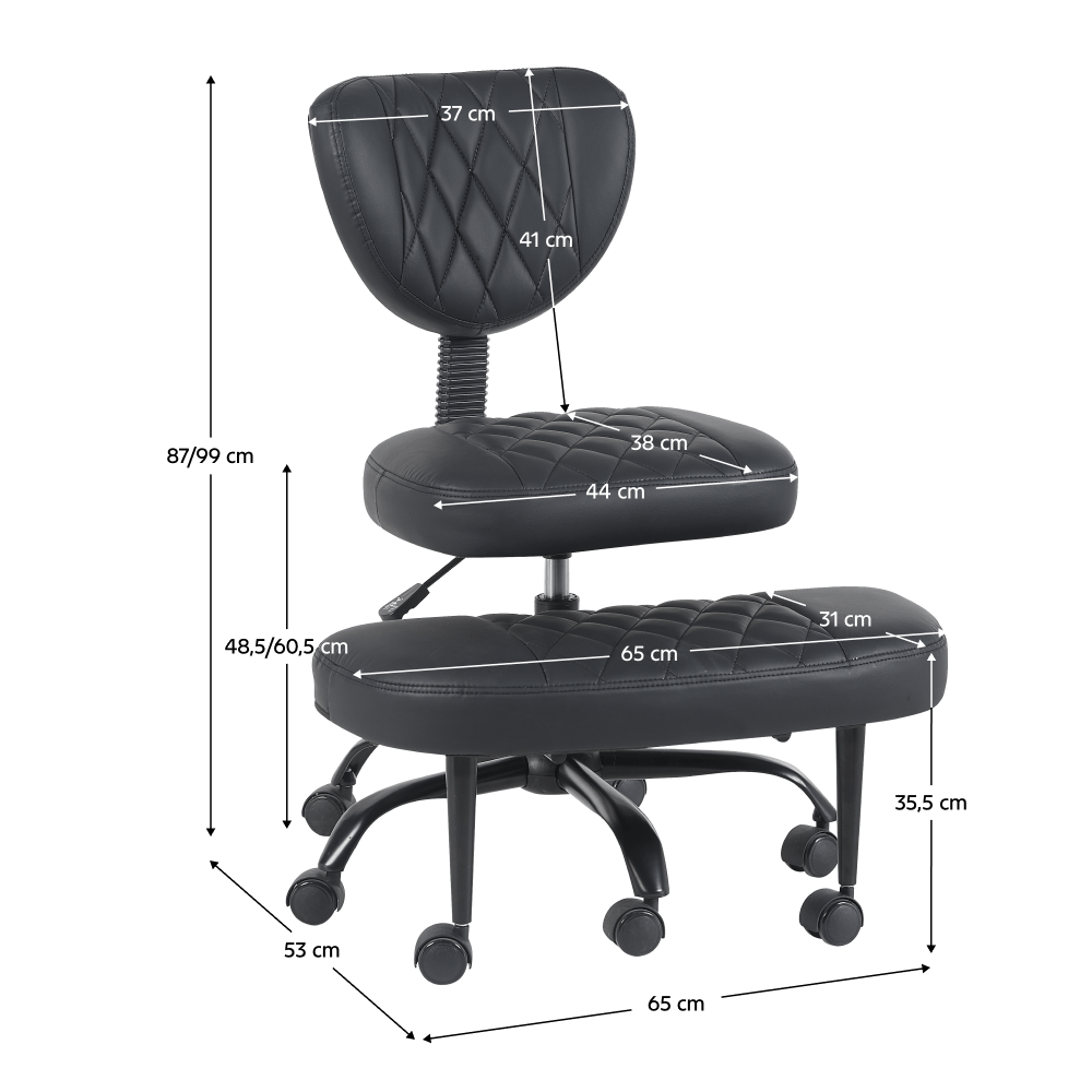 Scaun de ingenuncheat ergonomic, piele ecologica negru/negru, SAMER — imaginea 9