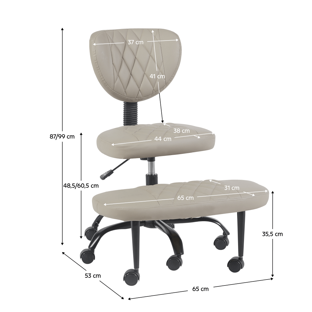Scaun de ingenuncheat ergonomic, gri-maro Taupe piele ecologica/negru, SAMER — imaginea 9
